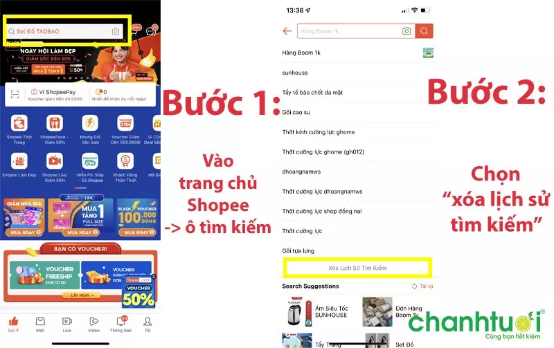 alt: Hướng dẫn cách xóa lịch sử tìm kiếm trên Shopee