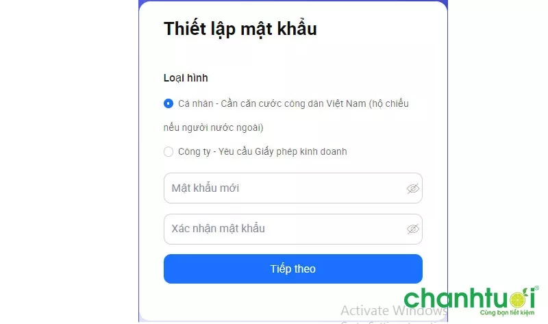 alt: Tạo mật khẩu cho tài khoản bán hàng trên Lazada