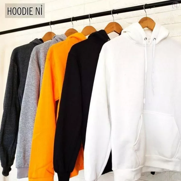 alt text: Áo hoodie nỉ trơn màu hồng