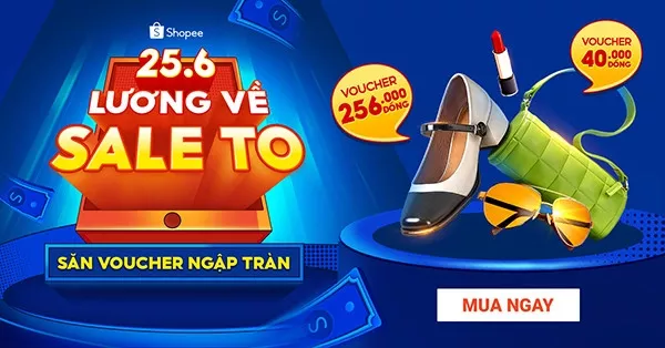 alt text: Banner quảng cáo chương trình săn voucher Shopee 25/6