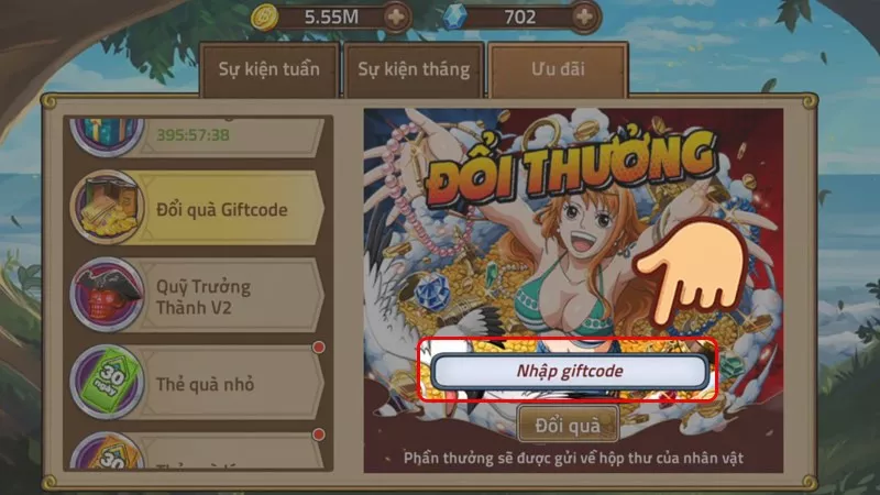 Alt text: Bước 3 - đổi quà giftcode