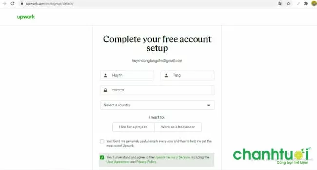 alt text:  Đăng ký tài khoản Upwork