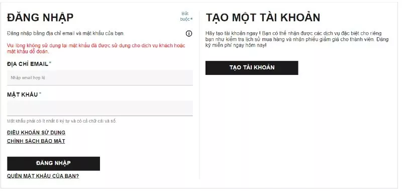 alt text: Đăng nhập tài khoản Uniqlo