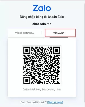 alt text: Đăng nhập Zalo Web bằng mã QR