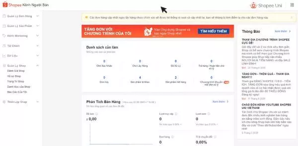 alt text: Giao diện Hồ sơ Shop trên Shopee