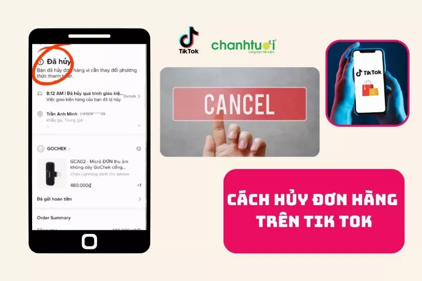 alt text: Giao diện hủy đơn hàng trên TikTok