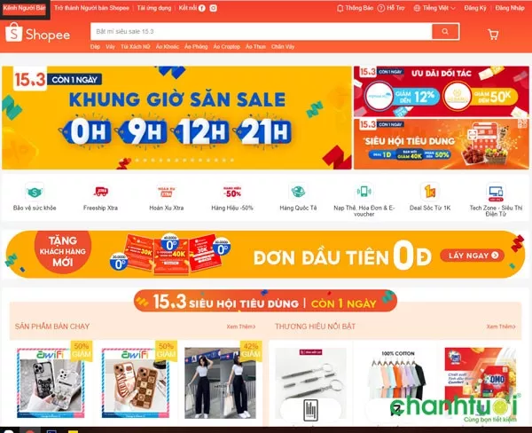 alt text: Giao diện quản lý Shop trên Shopee