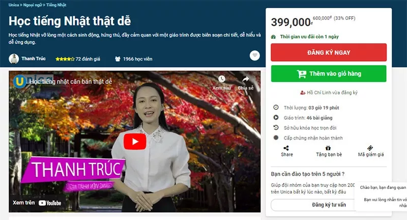 alt text: Giới thiệu khóa học "Tiếng Nhật thật dễ"