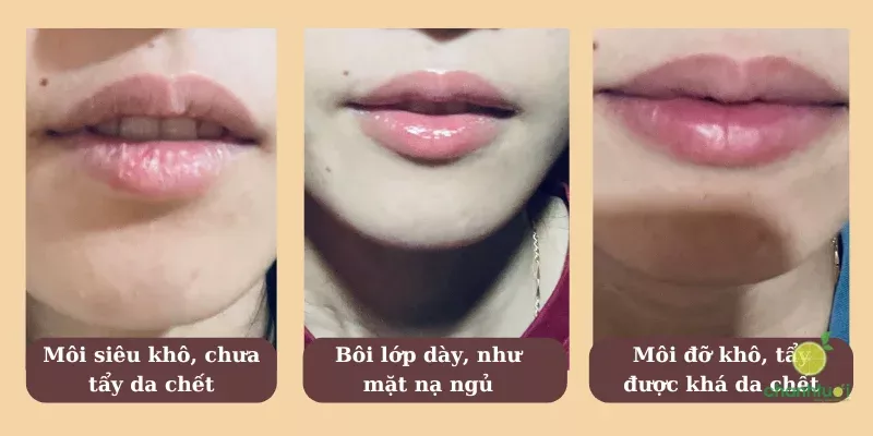 alt text: Hiệu quả dưỡng ẩm của Vaseline Lip Therapy Rosy Lips sau khi sử dụng