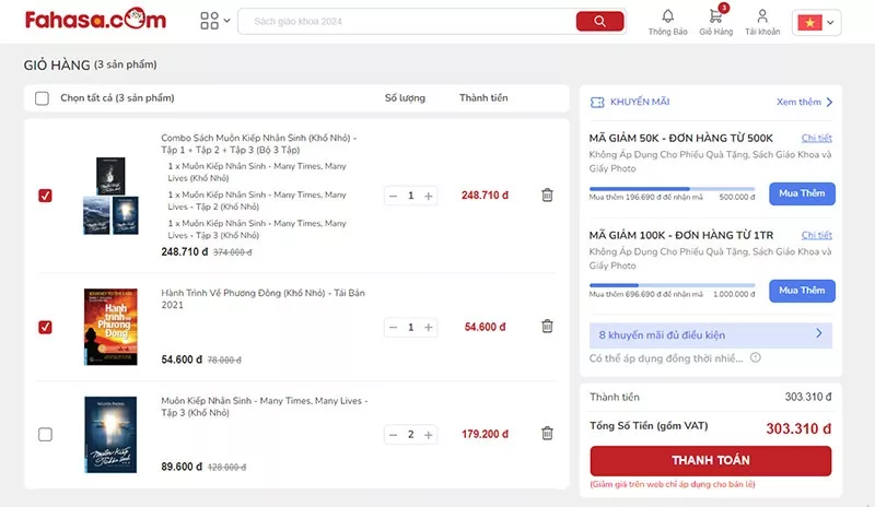 alt text: Hình ảnh chọn sản phẩm trên website Fahasa