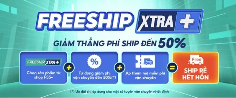 alt text: Hình ảnh minh họa chương trình Freeship Xtra+ của Shopee