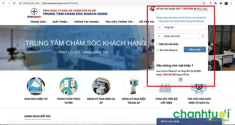 alt text: Hình ảnh minh họa đăng nhập vào website điện lực