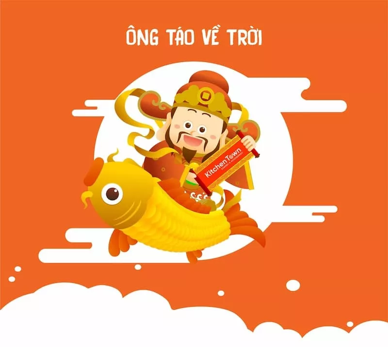 alt text: Hình ảnh tranh vẽ ông Công ông Táo với trang phục truyền thống, thể hiện sự uy nghiêm và quyền lực của các vị thần.