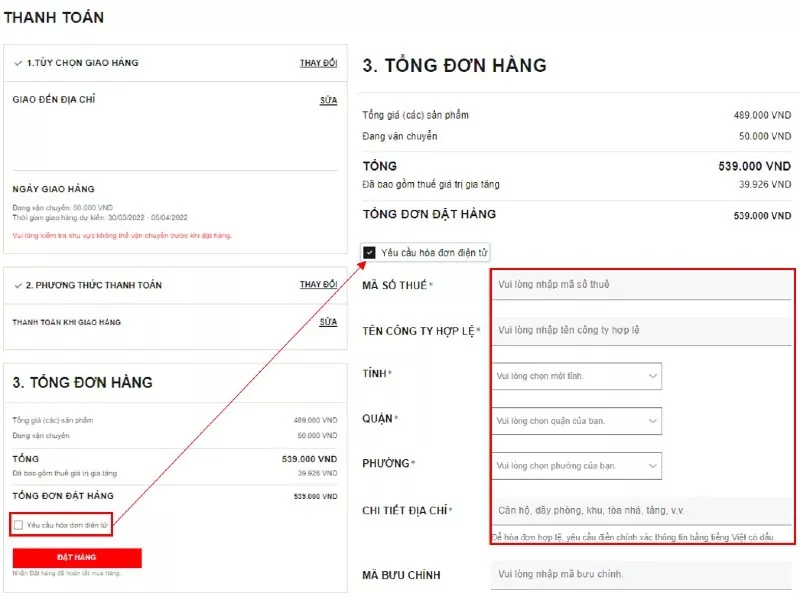 alt text: Hoàn tất đặt hàng trên Uniqlo