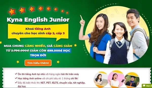 alt text: Học sinh đang học với giáo viên qua Kyna English Junior