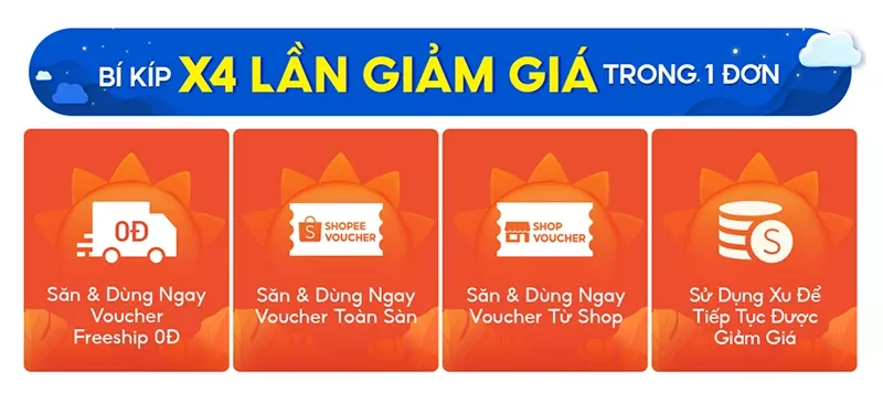 alt text: Hướng dẫn cách sử dụng nhiều mã giảm giá trong một đơn hàng Shopee.