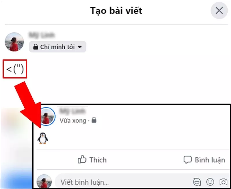 alt text: Hướng dẫn gõ icon chim cánh cụt