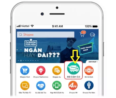 alt text: Hướng dẫn lấy mã miễn phí vận chuyển Shopee trên điện thoại