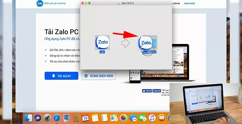 alt text: Kéo Zalo vào Applications trên macOS