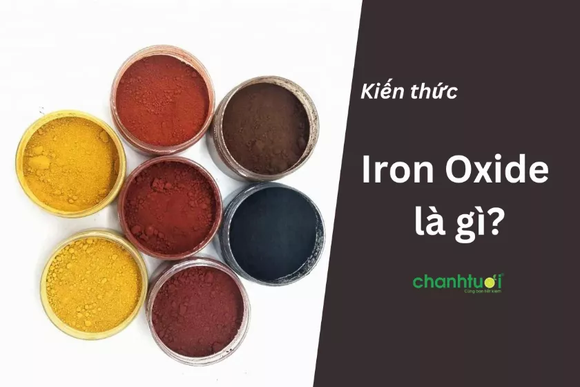 alt text: Khối bột màu oxit sắt đỏ