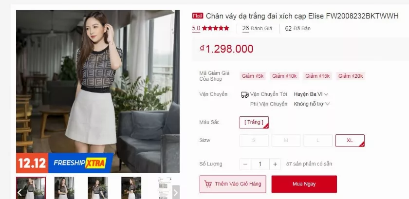 alt text: Lựa chọn sản phẩm Elise trên Shopee