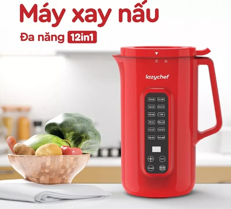 alt text: Máy làm sữa hạt Lazychef 12 in 1 với nhiều chức năng