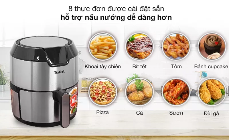 alt text: Món ăn được nấu bằng nồi chiên không dầu Tefal EY401D15