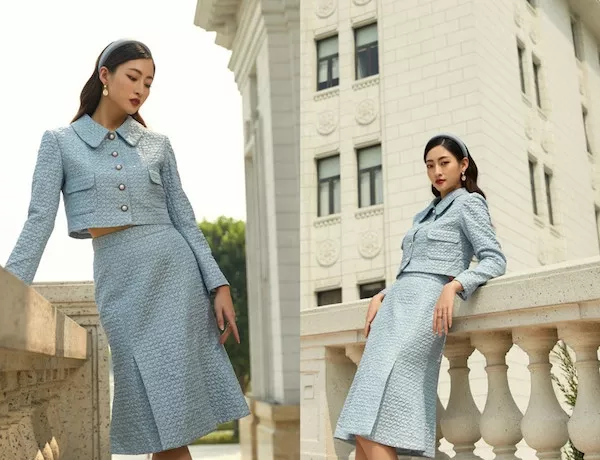 alt text: Nữ mặc áo peplum và chân váy đuôi cá