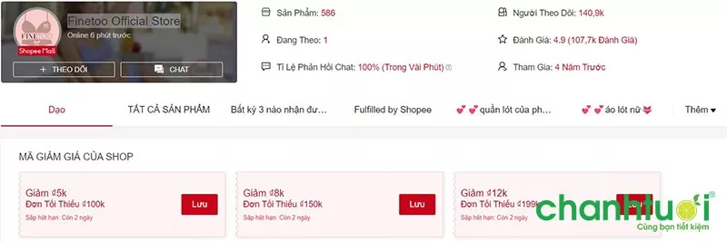 alt text: shop đồ lót Finetoo Official Store