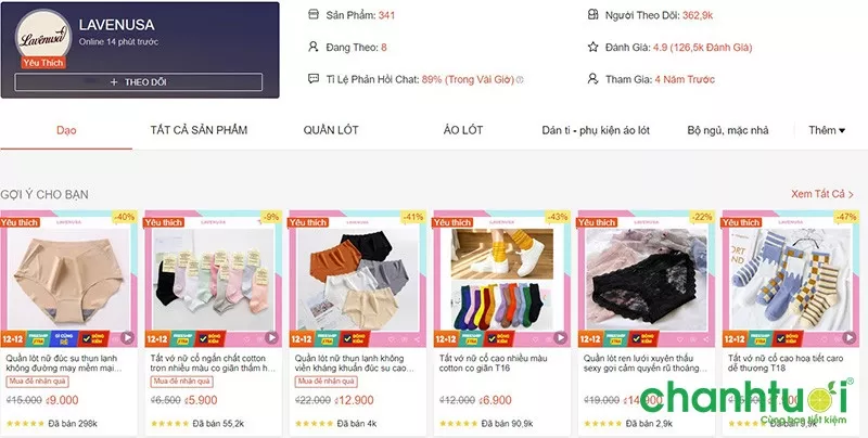 alt text: shop đồ lót LAVENUSA