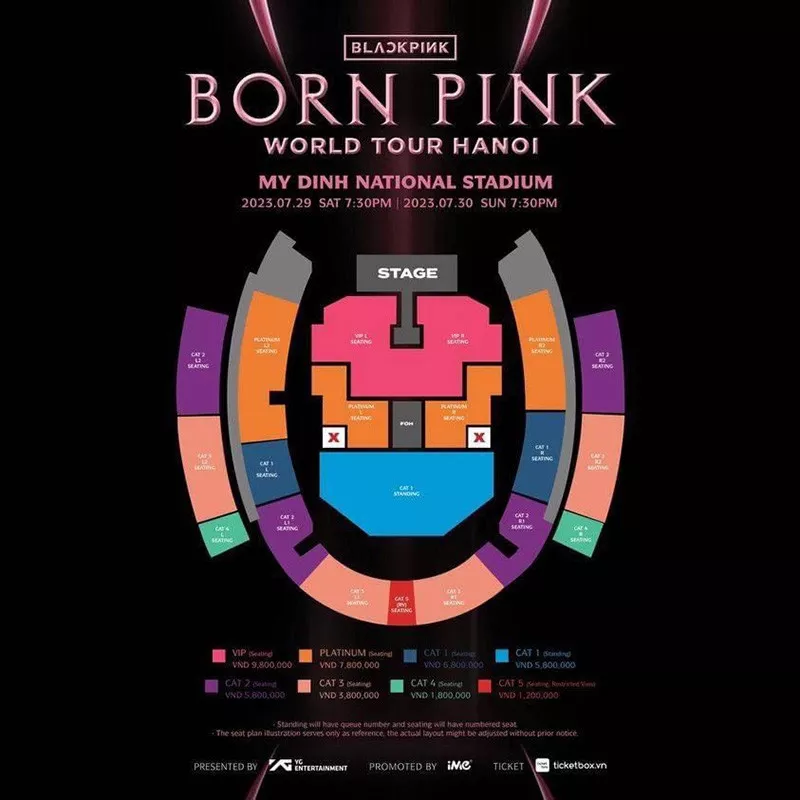 alt text: Sơ đồ chỗ ngồi concert BLACKPINK