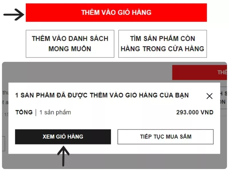 alt text: Thêm sản phẩm vào giỏ hàng trên Uniqlo