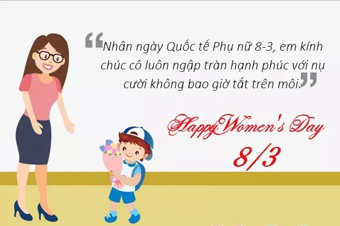 alt text: Thiệp chúc mừng 8/3 cho cô giáo