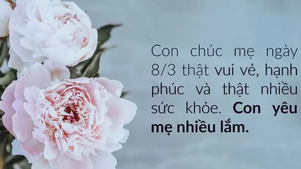 alt text: Thiệp chúc mừng 8/3 tặng mẹ với lời chúc sức khỏe và hạnh phúc