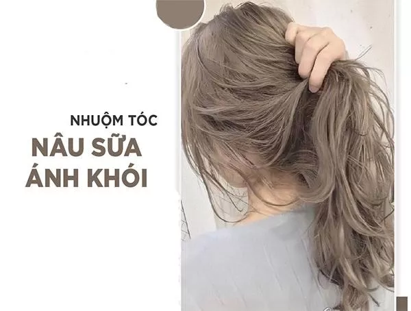 alt text: Tóc màu nâu trà sữa ánh khói