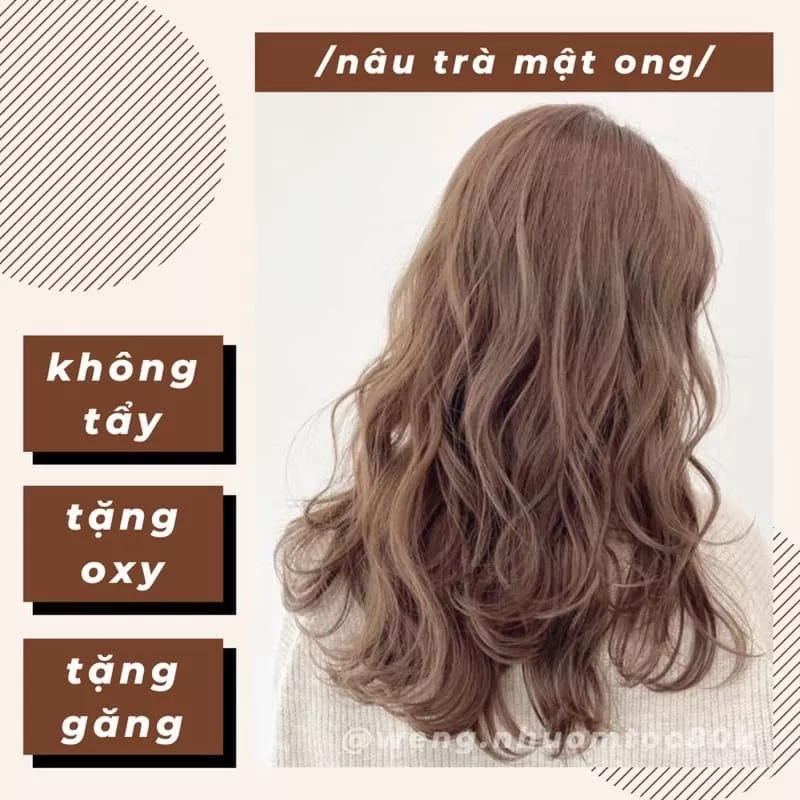 alt text: Tóc màu nâu trà sữa mật ong