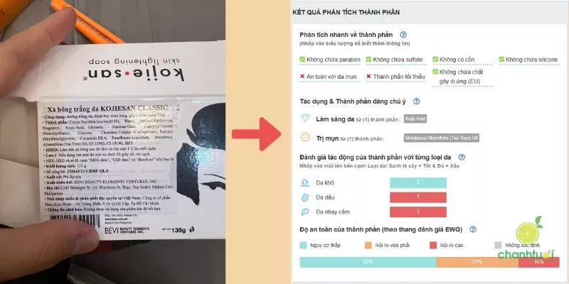 alt: Thành phần xà phòng Kojie San
