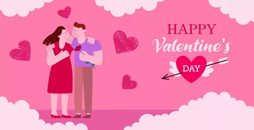 alt: Thiệp Valentine với hình ảnh hoạt hình dễ thương