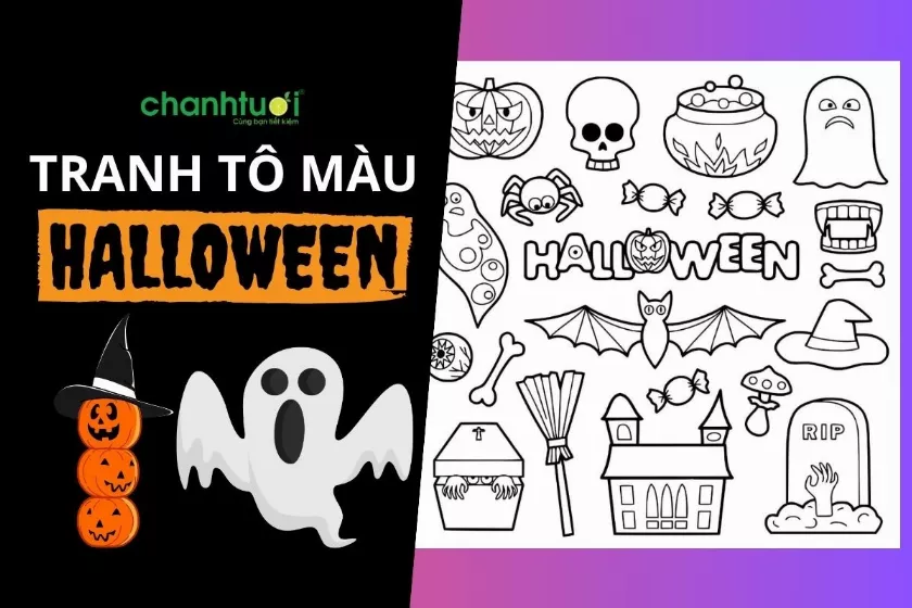 alt: Tổng hợp các mẫu tranh tô màu Halloween cho bé