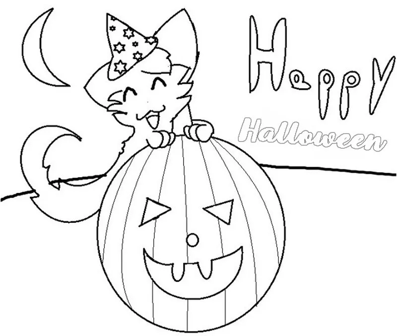 alt: Tranh tô màu bí ngô Halloween dễ thương