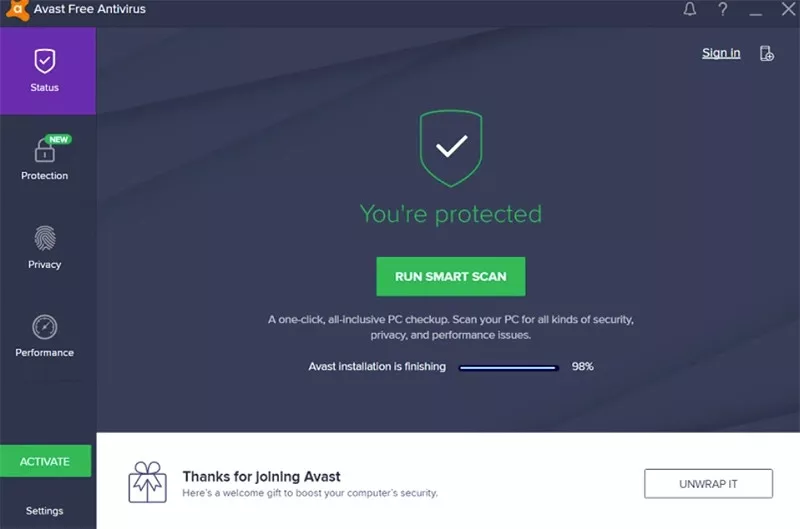 avast-free-antivirus Nhấn vào 