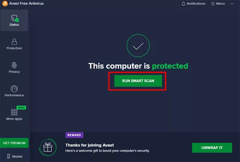 avast-free-antivirus Scan máy tính