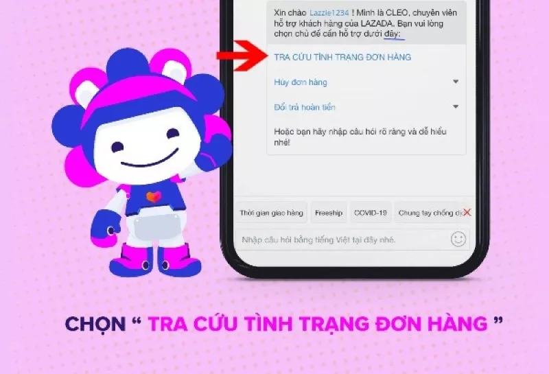 Bấm chọn để tra cứu đơn hàng