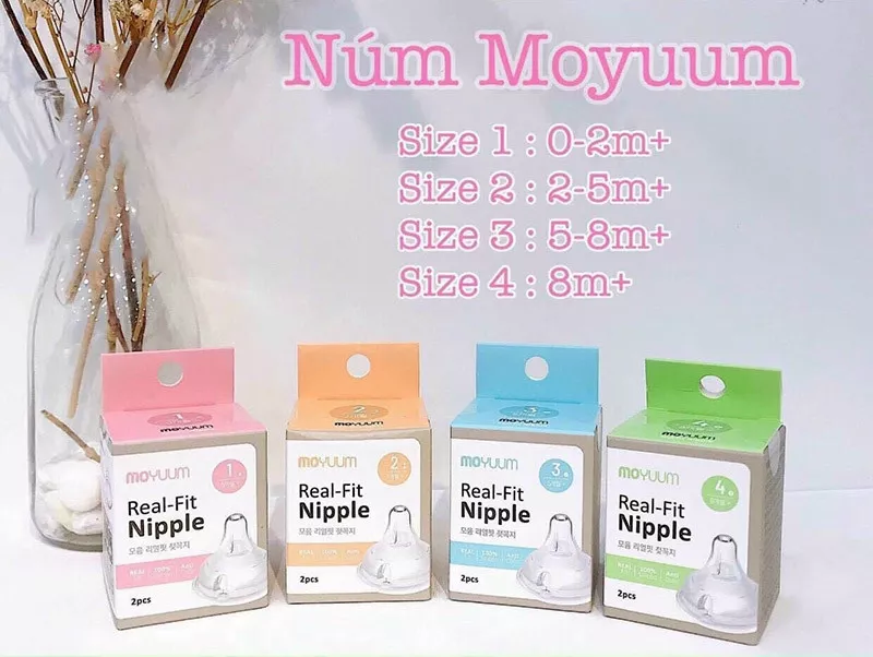 Bảng size núm ti Moyuum theo tháng tuổi