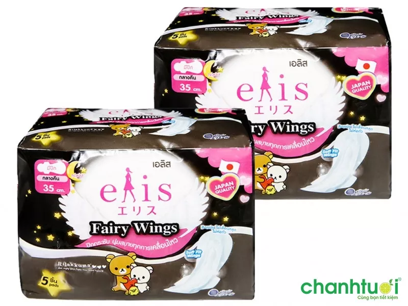 Băng vệ sinh siêu thấm ban đêm Elis Fairy Wings 35 cm