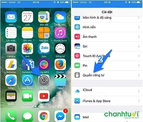 Bật định vị trên iPhone