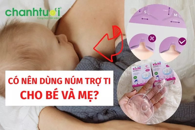 Bé bú mẹ với núm trợ ti