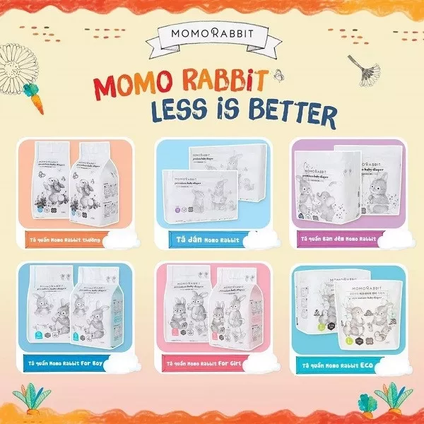 Bé đang được thay bỉm Momo Rabbit