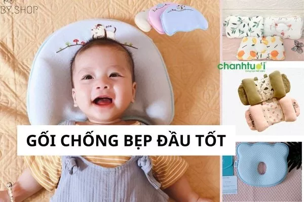 Bé nằm ngủ trên gối chống bẹp đầu