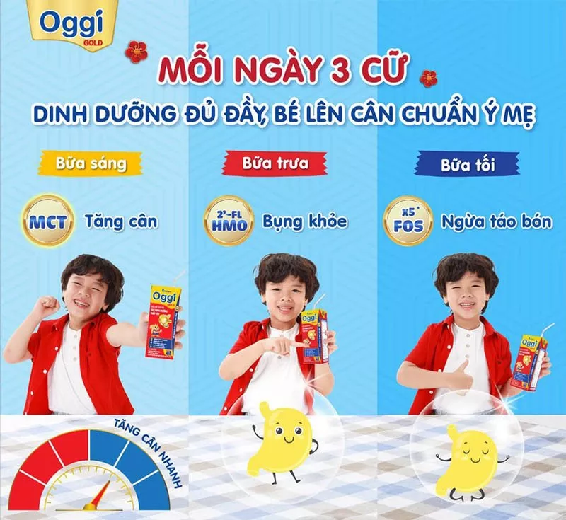 Bé uống sữa Oggi pha sẵn